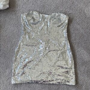 Peppermayo Silver Sequin Mini Dress